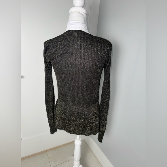 Veronica Beard Esmeralda Metallic V-Neck Top/ SMALL - Picture 5 of 9